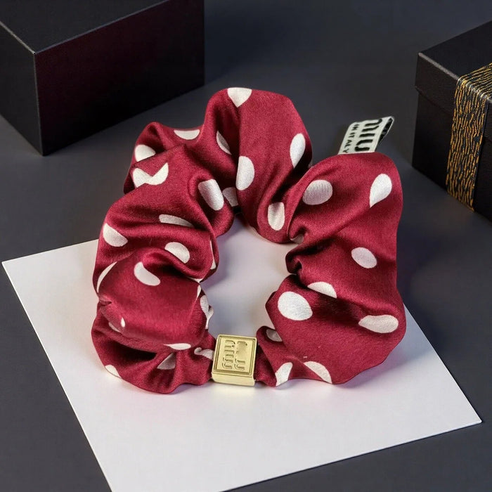 Wholesale Stylish Fabric Scrunchie With Polka Dot And English Letter Design Fashion Hair Accessory For Everyday Gift