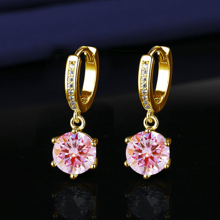 Wholesale Platinum Gold Tassel Earrings Six-Prong Imitation Moissanite Two Carat for Women Everyday Fashion Accessory