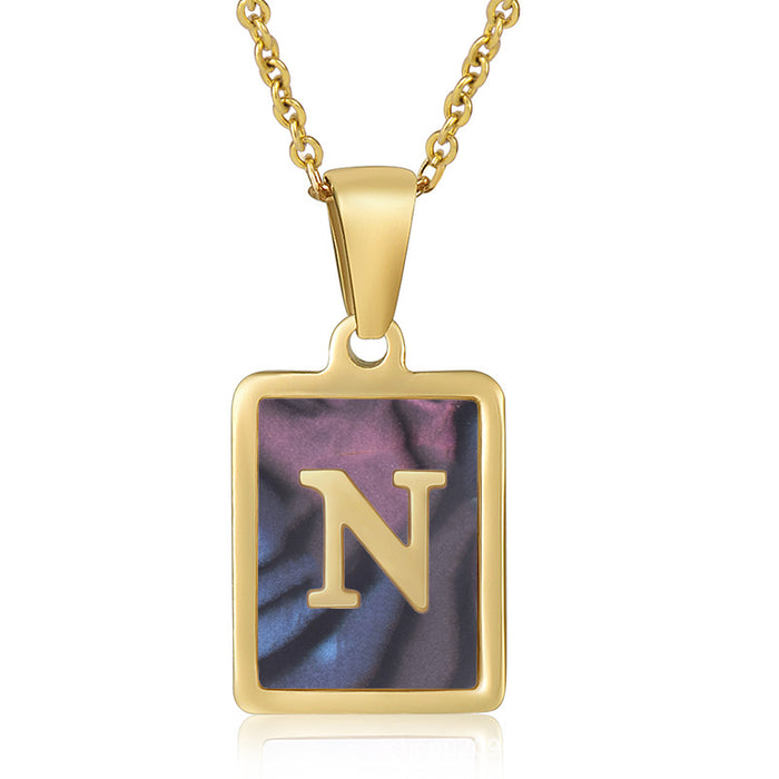 Wholesale Stainless Steel Three-dimensional Shell Letter Necklace JDC-NE-ZhongYao002