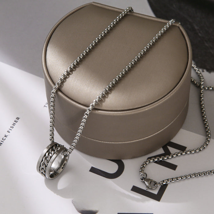 Wholesale Rotating ring necklace personalized pendant