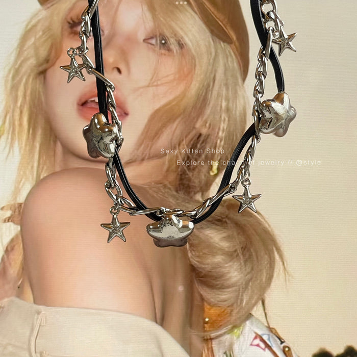 Wholesale   Black Star Winding  Necklace Clavicle Chain