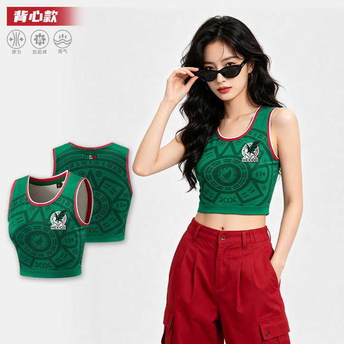Wholesale World Cup National Team Football Girls Crop Top Short-Sleeve Sports Vest