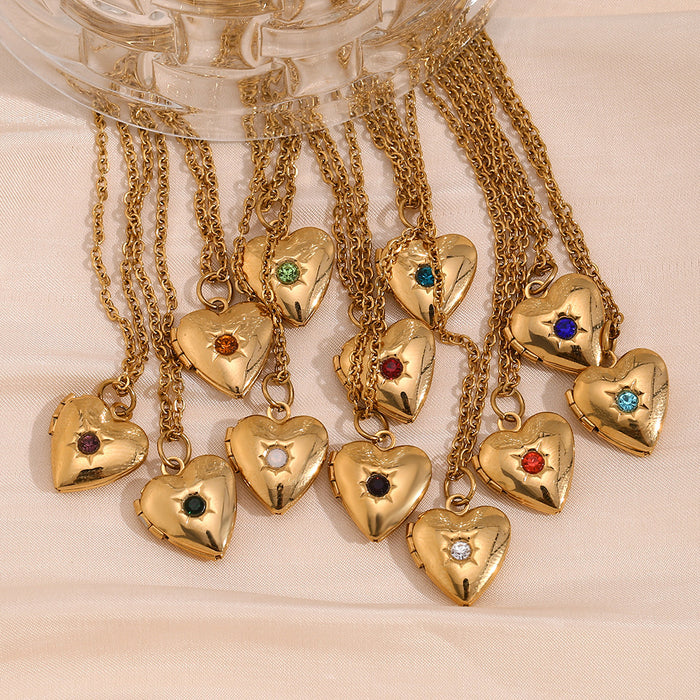 Wholesale Heart-Shaped Stainless Steel Contion Necklace