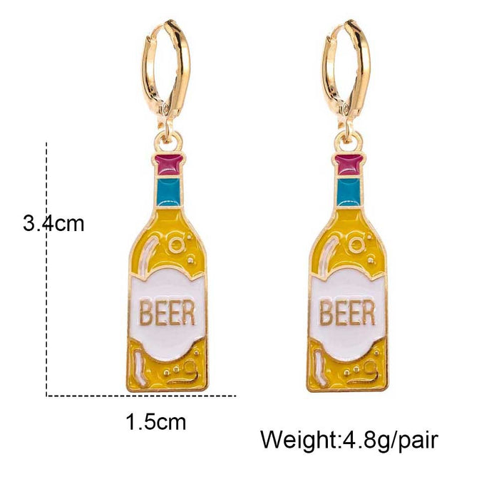 Wholesale Alloy Oil Drop Earrings Beer Red Wine Glass Coffee Gourmet Drink Pendant Earrings
