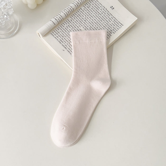 Wholesale Pure cotton boneless socks, children's mid tube socks, loose mouth solid color stacking socks