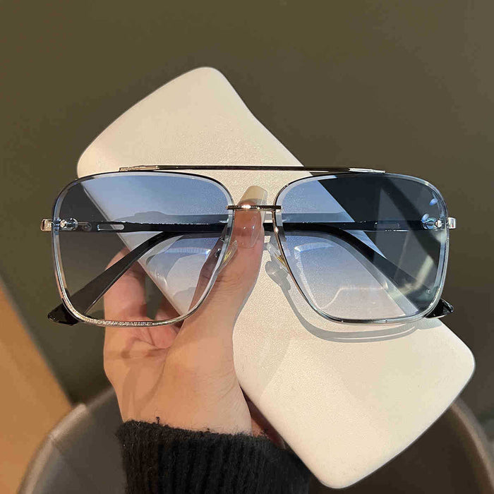 Wholesale New Transparent Blue Sunglasses for Men, Retro Double Beam Driving Sunglasses for Travel, UV Protection