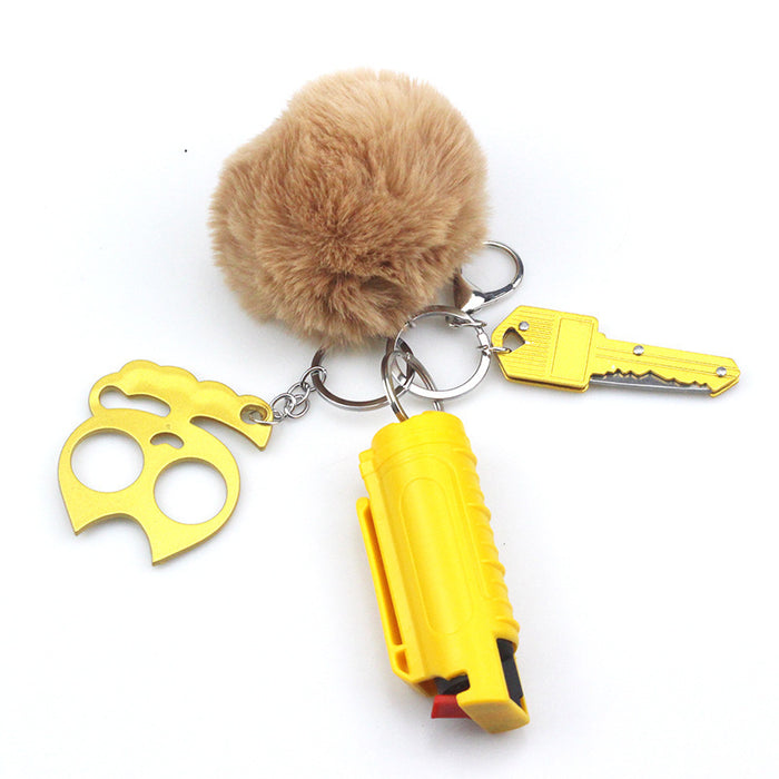 Wholesale Hair Ball Multi-function Plastic Keychain Set 4 Pieces JDC-KC-TouMS042