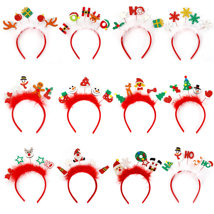 Wholesale Christmas Cartoon F Hair Hoop Plastic Reindeer Snowflake Headband Holiday Party Hair Accessory