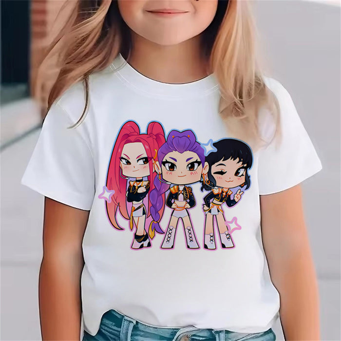 Wholesale Cotton Casual Teen T Shirt K Pop  Fan Gift Striped Round Neck Short Sleeve