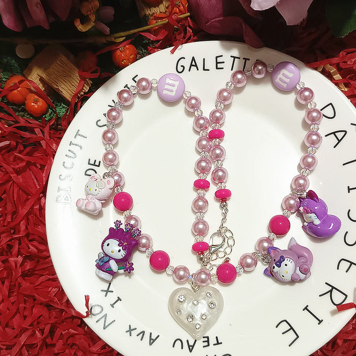 Wholesale Biling Shiny Crystal Necklace Rabbit Fox Cat Resin Cartoon Short Necklace