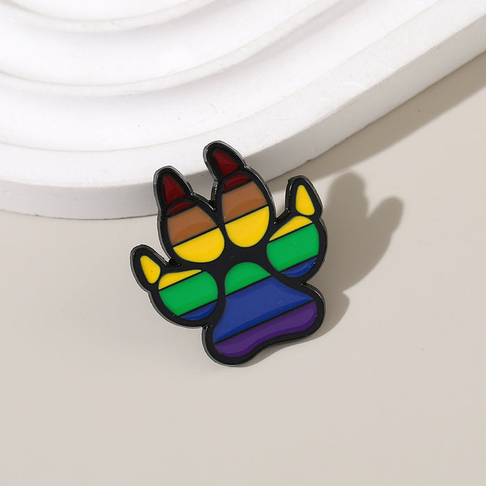 Wholesale Rainbow Animal Paw Brooch Metal Pin Fashion Decorative Accessory For Shoes Clothing Boutique Gift
