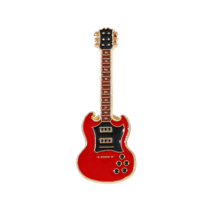 Wholesale Vintage Electroplated Guitar Brooch Musical Instrument Lapel Pin Trendy Backpack Badge For Casual Gift