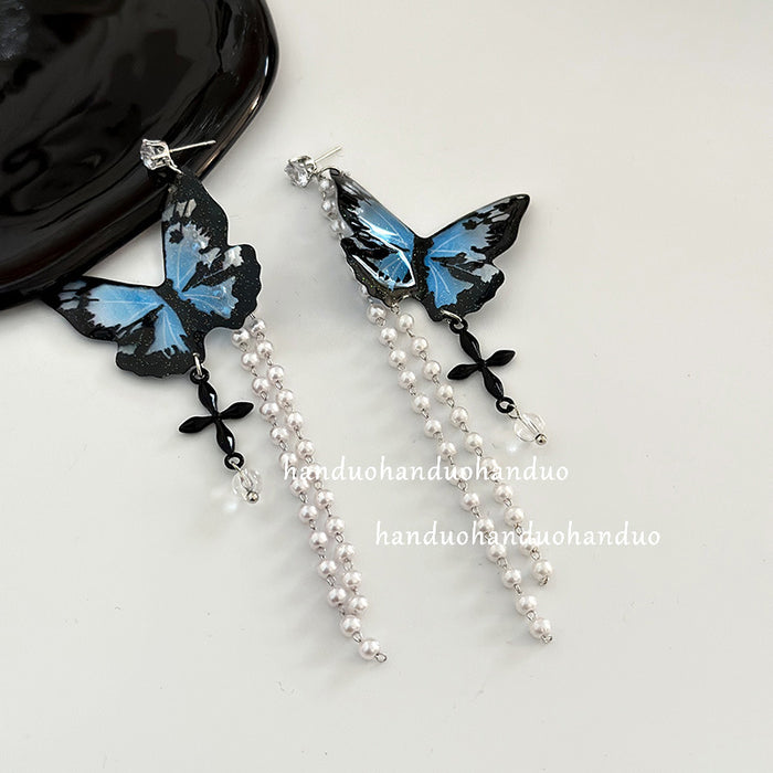 Wholesale Butterfly Crystal Pendant Tassel Alloy Necklace JDC-NE-LaiL008