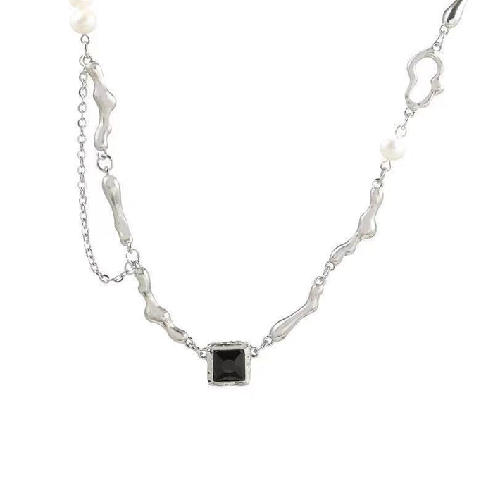 Wholesale Pearl zircon necklace with high-end design and niche collarbone chain