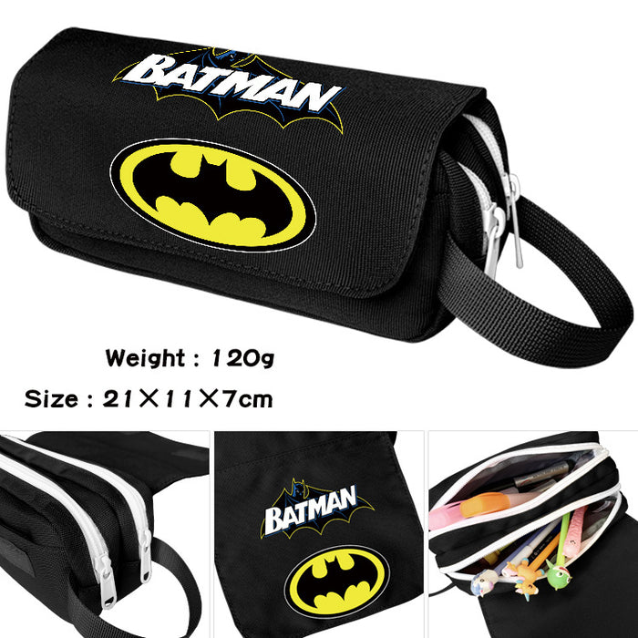 Wholesale Cartoon Canvas Pencil Case Double Layer Large Capacity Waterproof With Handle For Students