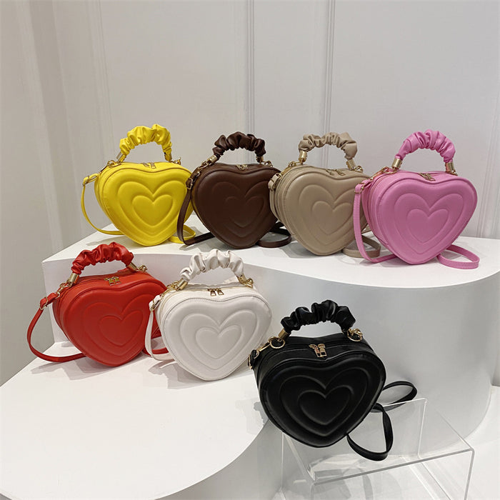 Wholesale Stylish Heart Shaped PU Crossbody Bag for Women Black