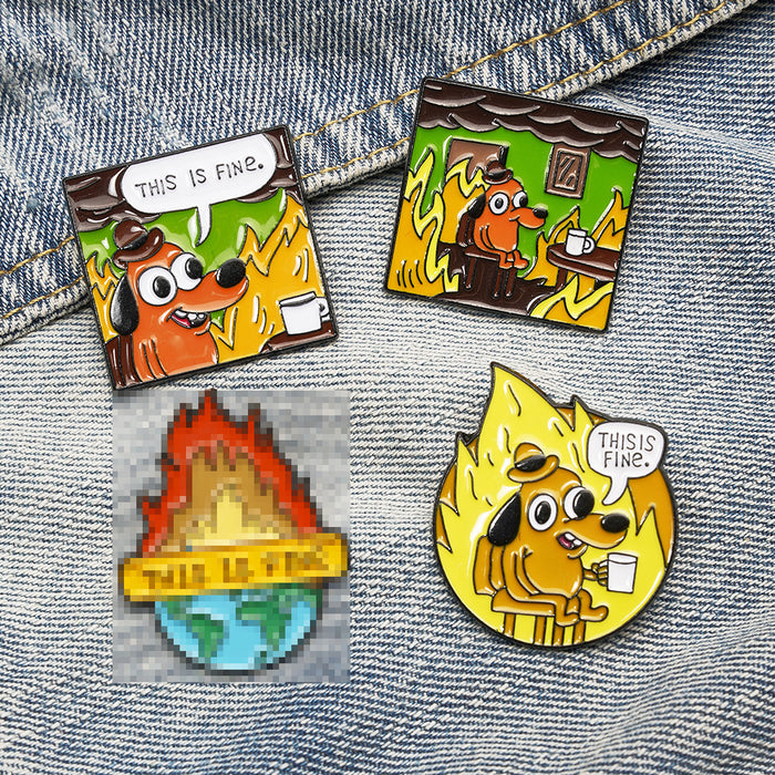 Wholesale Electroplated Metal Cartoon Dog Coffee Brooch This Is Fine Letter Badge For Gift And Fashion Accessory