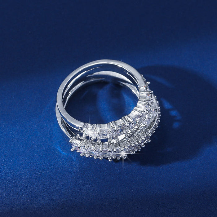 Wholesale Ring for women, niche, high-end, light luxury, no fading, full diamond zircon ring, fashionable and versatile ring jewelry