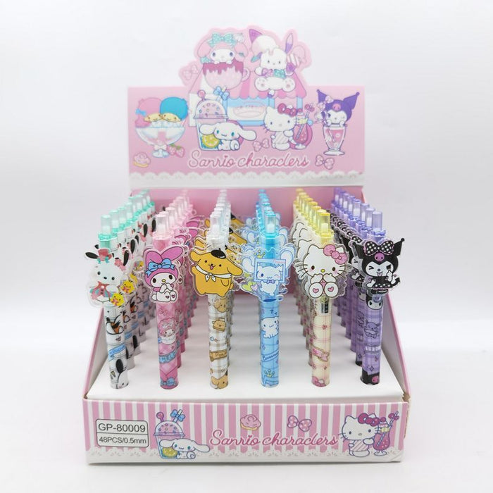 Wholesale 48 pcs Black core 0. 5mm cute cartoon sticker push-button pen