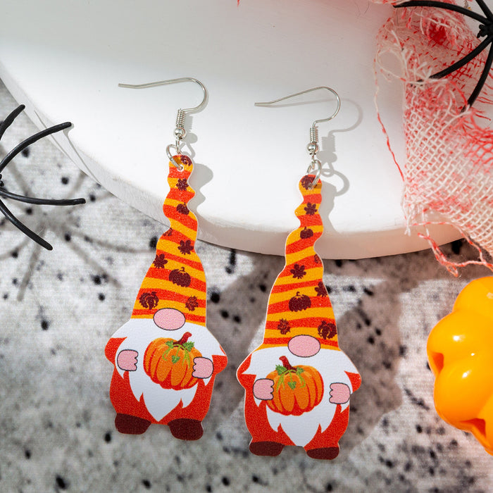 Wholesale Halloween Leather Earrings Pumpkin Leaf Holiday Decoration