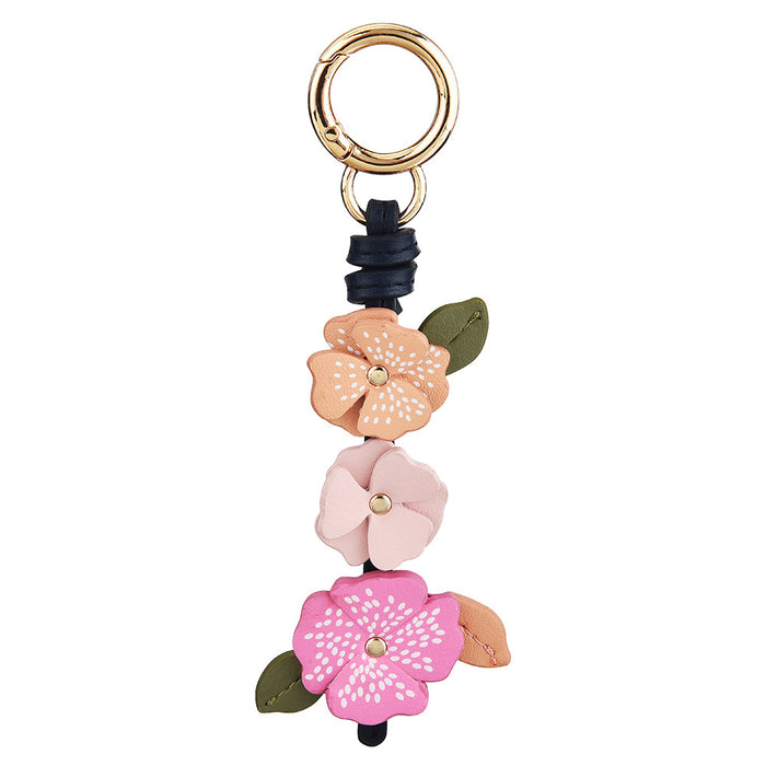 Wholesale Camellia Flower Leather Bag Charm Pink Purple Fashion Accessory