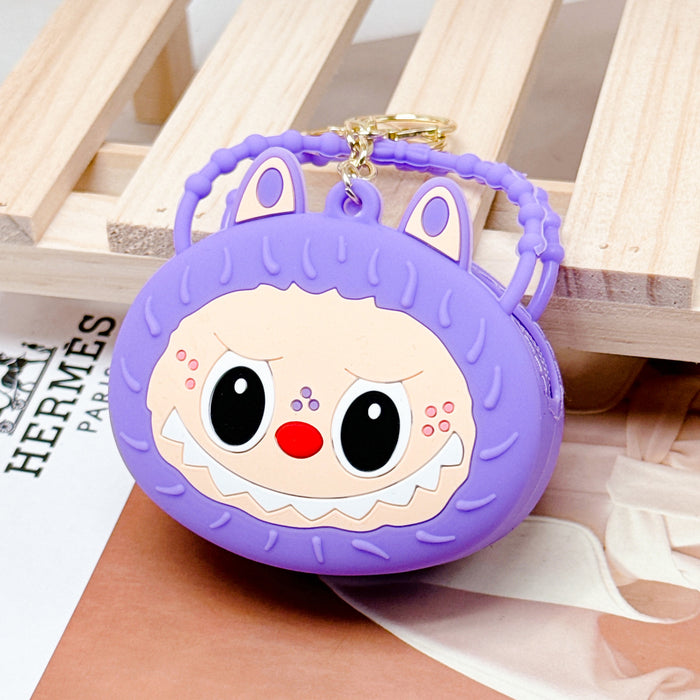 Wholesale Silicone Coin Purse Keychain Portable Round Cartoon Headset Storage Bag Decorative Small Pendant