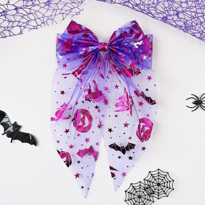 Wholesale  Tulle Bow Hair Clips Black Gold  Web Pumpkin Spring Clip Party Hair Accessory