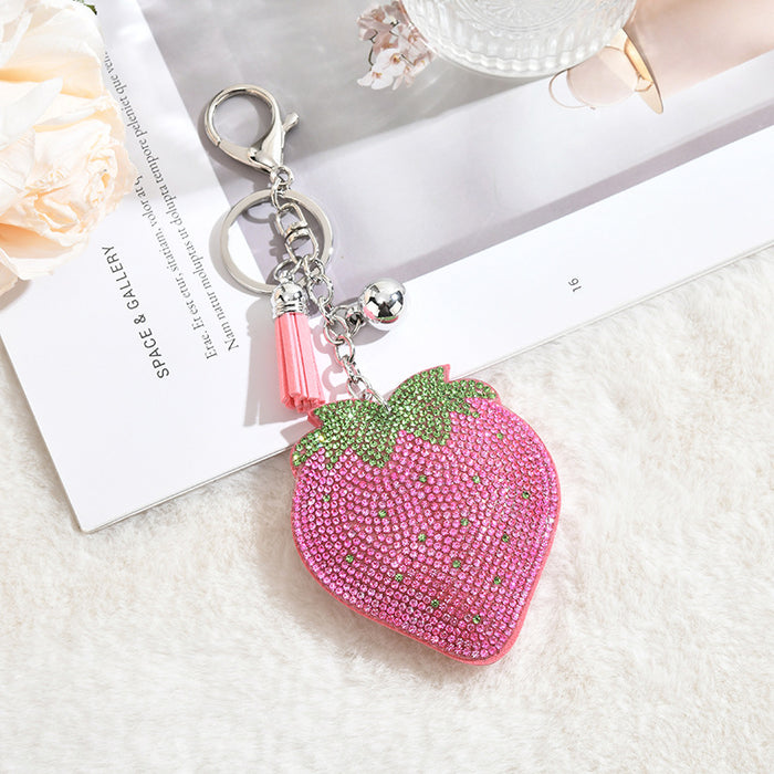 Wholesale Strawberry Fleece Rhinestone Keychain