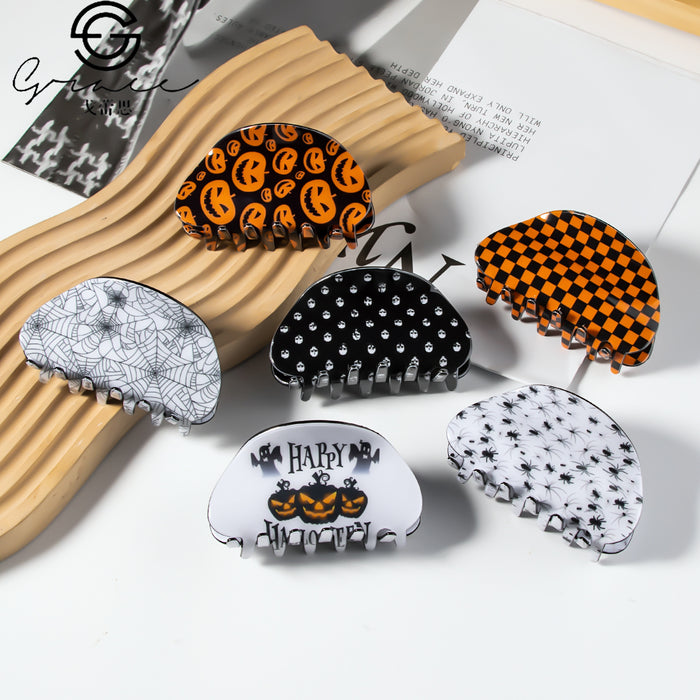 Wholesale Pumpkin Half Round Hair Claw Clip Trendy Decorative PVC Hair Accessory