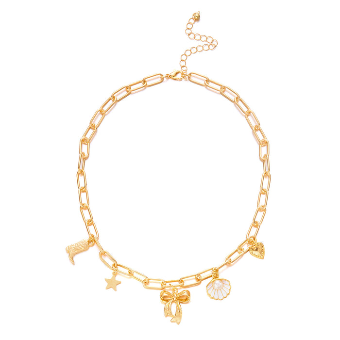 Wholesale Imitation Shell Bow Love Necklace Women's Imitation Pearl Jewelry suit Women