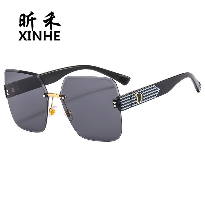 Wholesale Retro Square Metal Rimless Cut-Edge Sunglasses