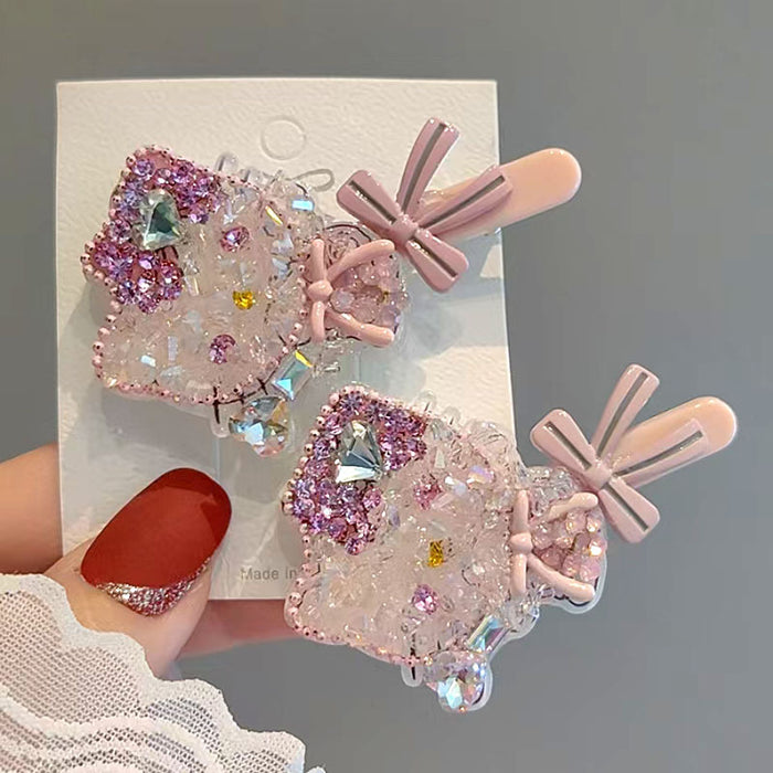 Wholesale Pink Crystal Hair Clips Cute  for Women