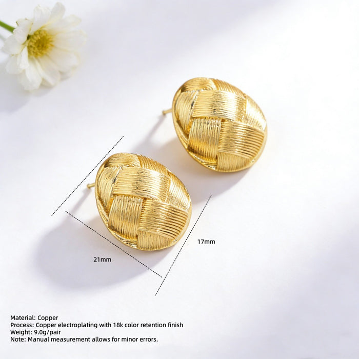 Wholesale Woven texture hollow arc heart-shaped teardrop earrings
