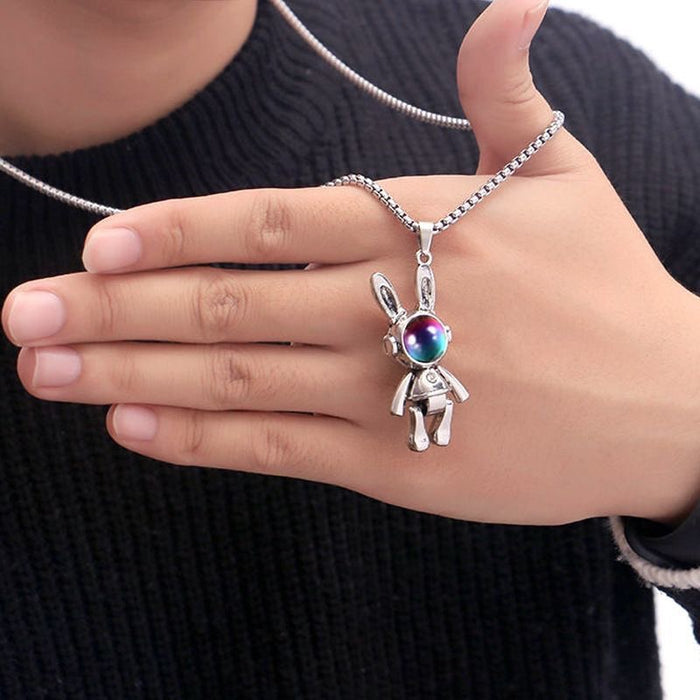 Wholesale Alloy Cat's Eye Mechanical Rabbit Pendant Men's Necklace JDC-NE-DanY005