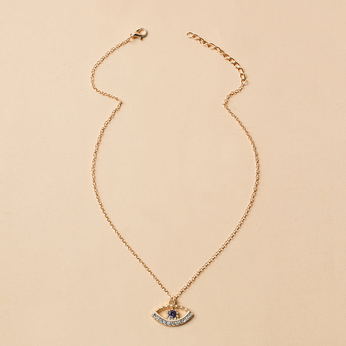 Wholesale Angel's Eye Pendant Simple Diamond Set Devil's Eye Necklace for Women