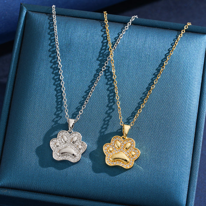 Wholesale A touch of luxury with a cute cat paw pendant necklace for women,  simple,  versatile,  and stylish clavicle chain.