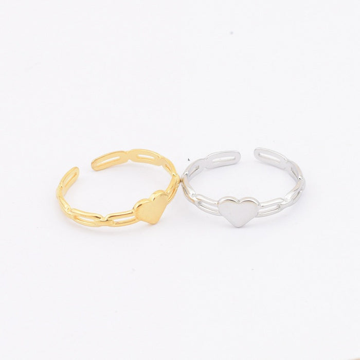 Wholesale Hollow out love ring titanium steel ring simple and personalized design geometric chain heart shape