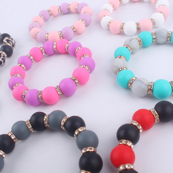 Wholesale Colorful Silicone Beaded Wrist Keychain JDC-KC-GuangTian020