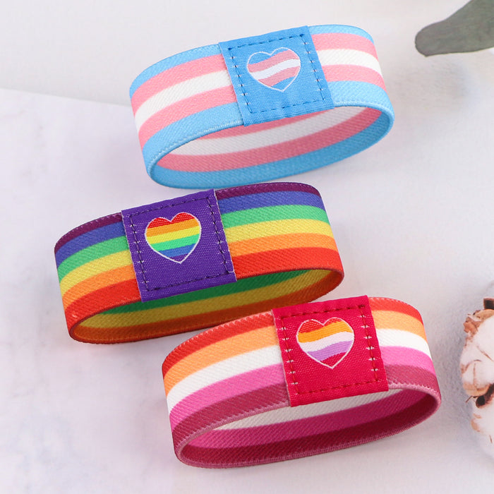 Wholesale 10pcs Selling Rainbow Sports Elastic Wristband Washable Elastic Bracelet