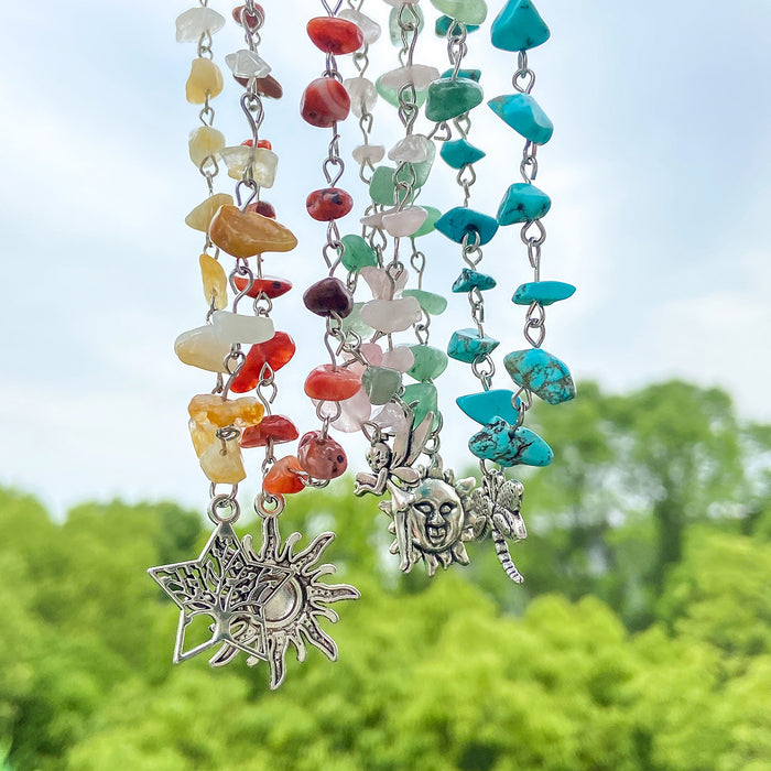 Wholesale Sun necklace with colorful irregular gravel collarbone