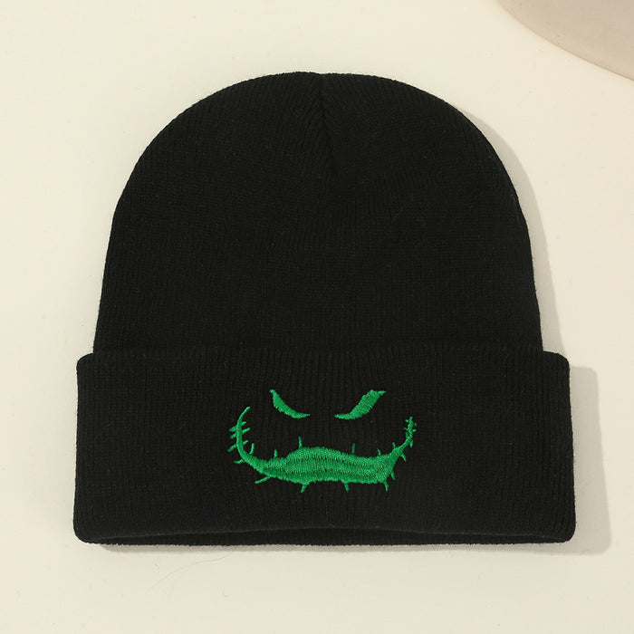 Wholesale Christmas Eve Knitted Hat Knitted Hat  Ghost Face Hat Green Cold Hat