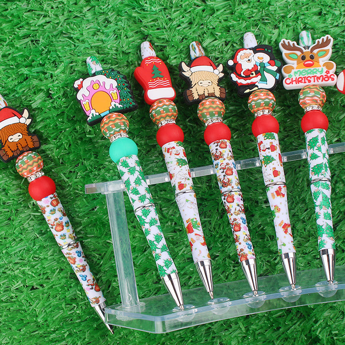 Wholesale Cartoon Christmas Silicone Plastic Bead Pen JDC-PN-GuangTian013