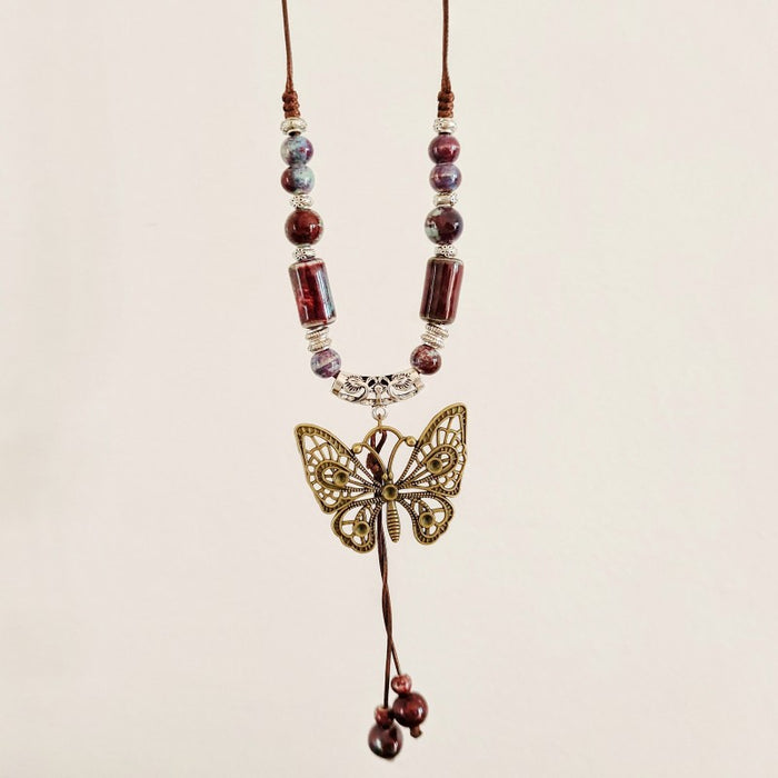 Wholesale Long sweater chain women's pendant retro butterfly necklace