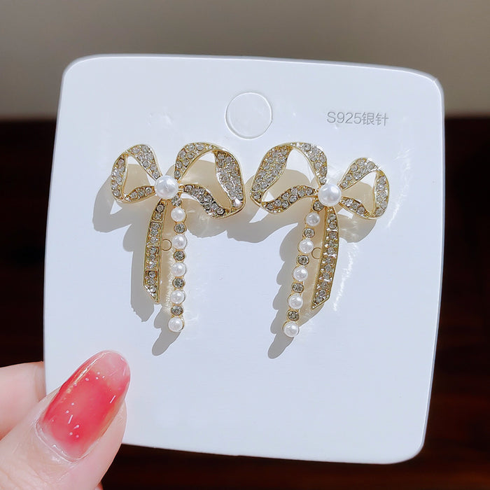 Wholesale Light luxury long bow earrings, new high-end earrings, simple and fashionable ear accessories