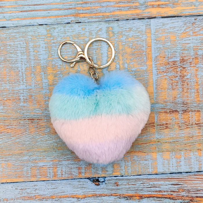 Wholesale Striped Love Plush Peach Heart Keychain Car Keychain Bag Plush Pendant