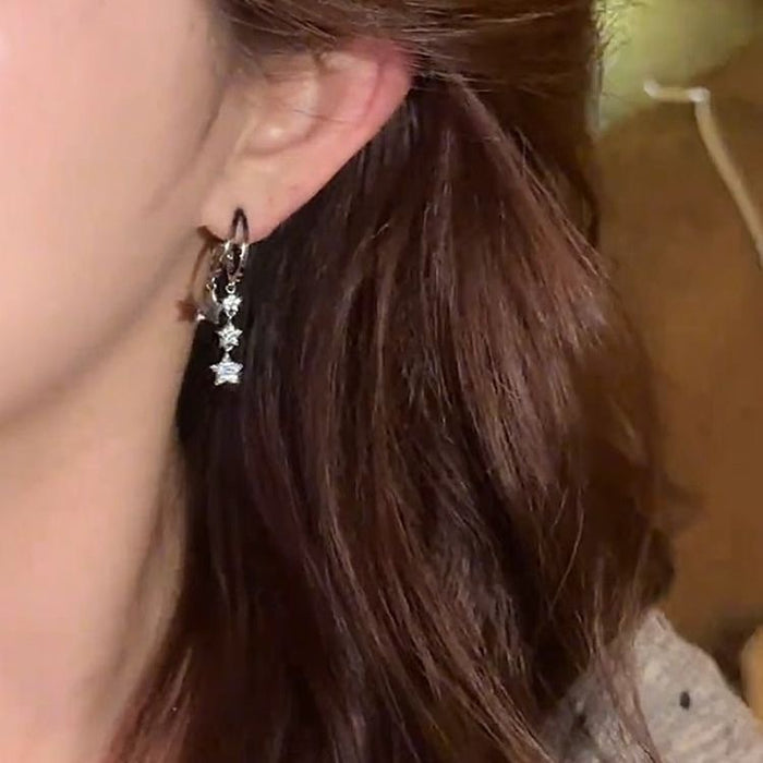 Wholesale Unique and niche micro inlaid zircon tassel earrings with fashionable temperament and versatile earrings