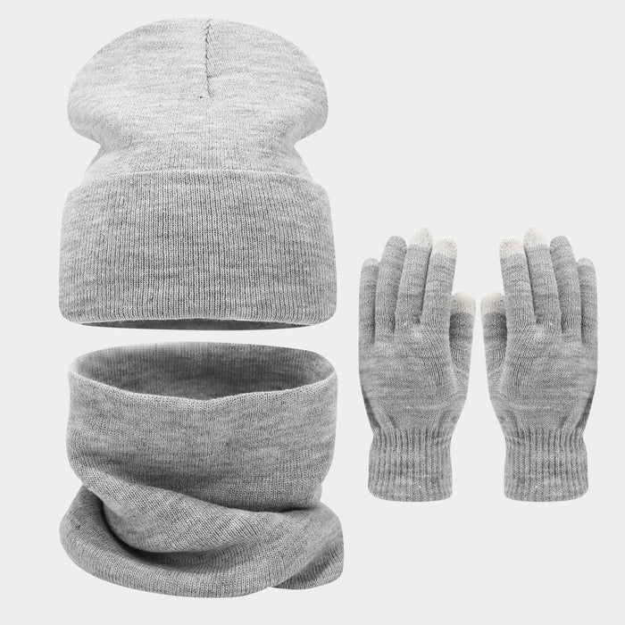 Wholesale circumference solid color hat f gloves three-piece set