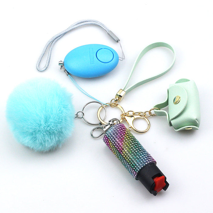 Wholesale Leather Ladies Bag Fur Ball Set of 4 Keychains JDC-KC-CanWu010