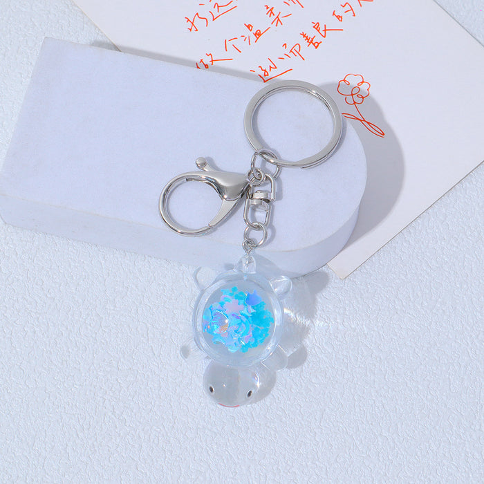 Wholesale Transparent Acrylic Turtle Keychain Padded Doll Pendant Girl Bag Pendant
