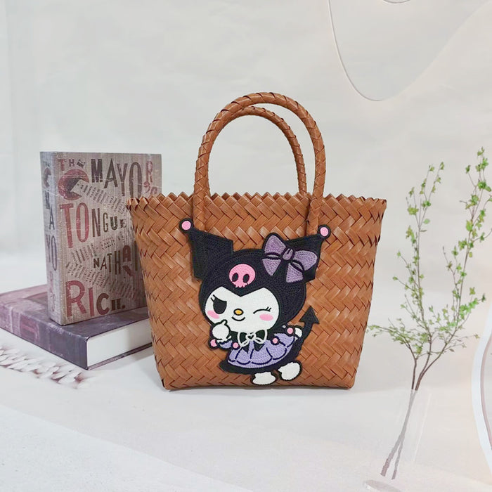 Wholesale Cute Cartoon Rags Woven Bag Imitation Straw Woven Bag Seaside Shoulder Handbag